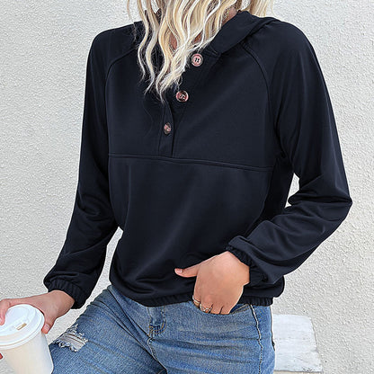 Damen Sportpullover mit Kapuze und Knopfleiste Stalluxe