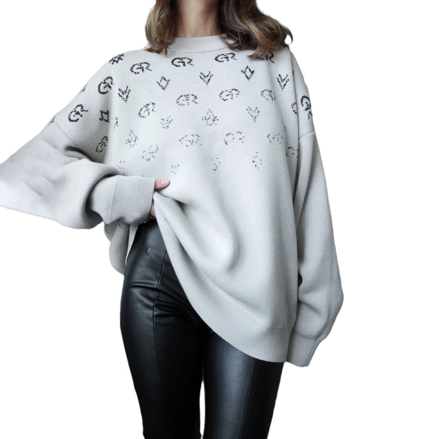 Damen Oversized Sweatshirt mit kreativem Schriftzug Stalluxe