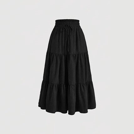 Damen Maxi-Rock mit elastischem Bund und Stufen-Design Stalluxe