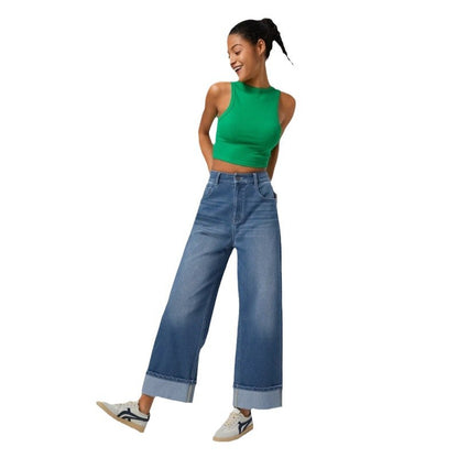 Damen Weit geschnittene Jeans mit ausgefallenem Saum Stalluxe