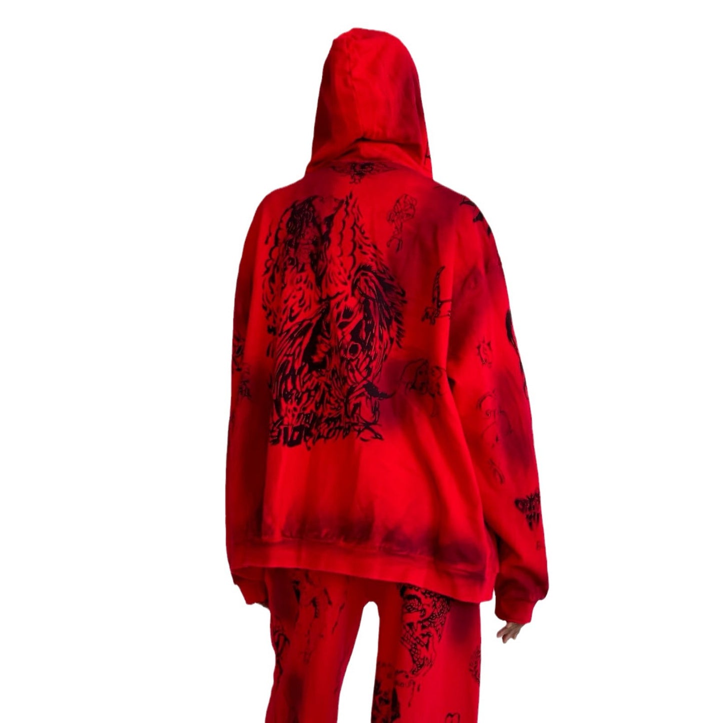 Damen Sportlicher Oversized Set mit einzigartigen Grafiken und Kapuze Stalluxe