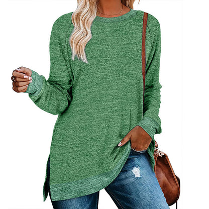 Damen lässiges Oversized Langarmshirt mit abgesetztem Saum Stalluxe