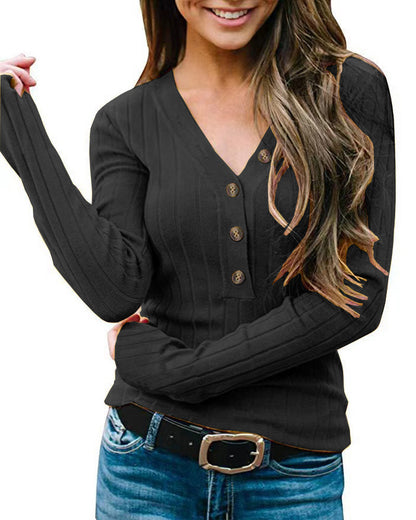 Damen Strickpullover mit V-Ausschnitt und Knopfdetail Stalluxe