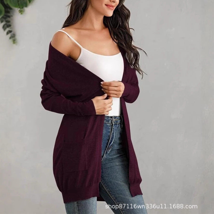 Damen Lange Strickjacke mit offenen Front und praktischen Taschen Stalluxe