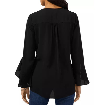 Damen Elegante Bluse mit Rüschendetails und tiefem V-Ausschnitt Stalluxe