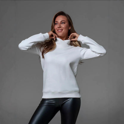 Damen lässiger Pullover mit modernem Stehkragen und hochwertiger Baumwolle Stalluxe