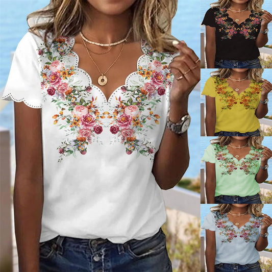 Damen Elegante Bluse mit floralen Stickereien und asymmetrischem Saum Stalluxe