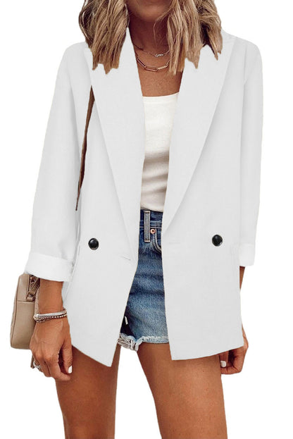 Damen modischer Blazer im Oversized-Schnitt mit tiefen Taschen und umgeschlagenen Ärmeln Stalluxe