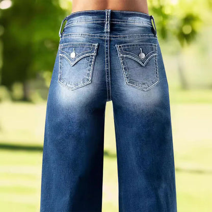 Damen Weit geschnittene Denim-Hosen Stalluxe
