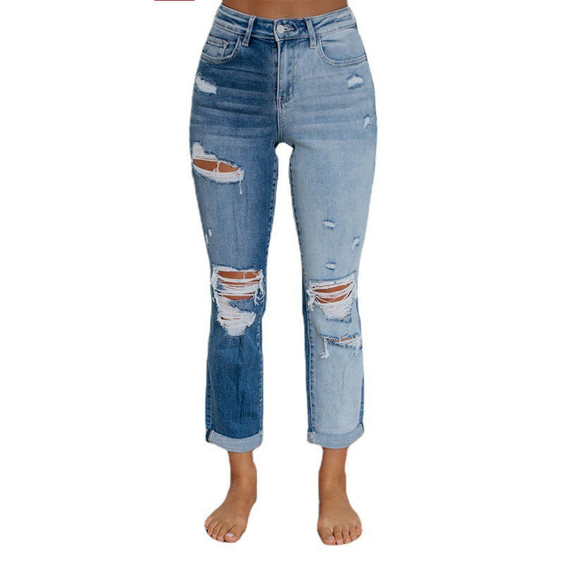 Damen Hoch geschnittene Destroyed Jeans im lässigen Vintage-Stil Stalluxe