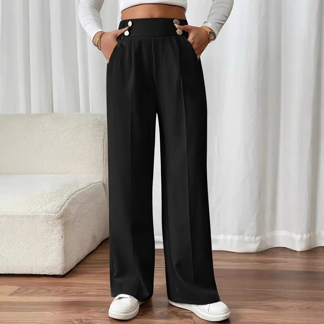 Damen Elegante und luftige Hochbundhose mit weitem Bein und praktischen Taschen Stalluxe