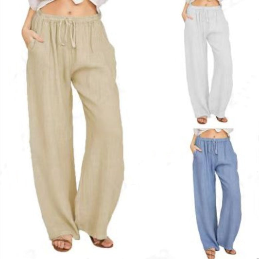 Damen Leinenhose mit weitem Bein und praktischen Seitentaschen Stalluxe
