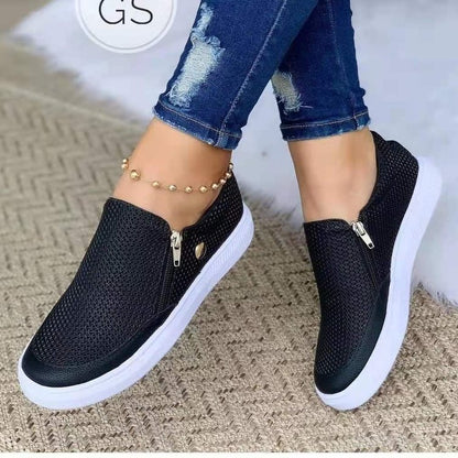 Damen Slip-On Sneakers mit modischem Reißverschlussdesign und atmungsaktiver Oberfläche Stalluxe