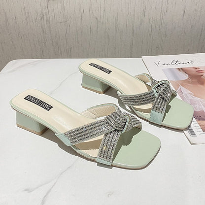 Damen elegante Sandalen mit Strassverzierungen und komfortablem Blockabsatz Stalluxe