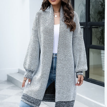 Damen Langer Strickcardigan mit modischem Design und breiten Ärmeln Stalluxe