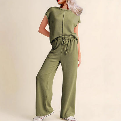 Damen Bequemer Jumpsuit mit weitem Bein und elastischem Bund Stalluxe