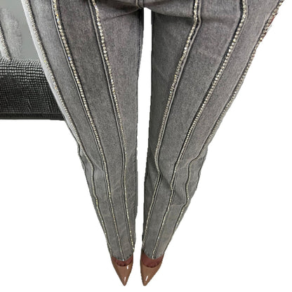 Damen Glamouröse Jeans mit funkelnden Applikationen Stalluxe