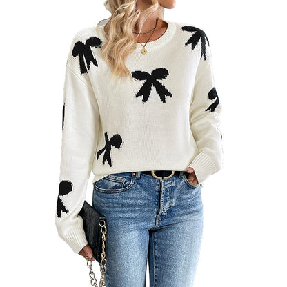 Damen Strickpullover mit verspieltem Schleifenmuster Stalluxe