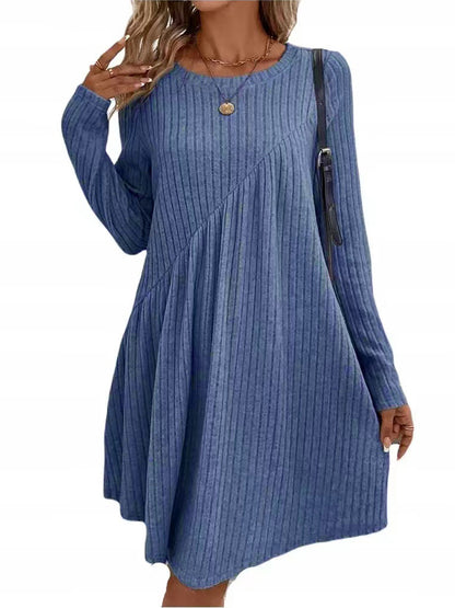 Damen lässiges Strickkleid mit long-sleeve und asymmetrischem Saum Stalluxe