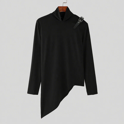 Damen asymmetrisches Longsleeve mit Stehkragen und modernem Riemen Stalluxe
