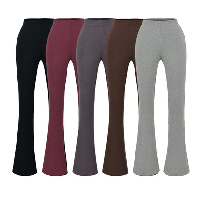 Damen elegante Flared-Hose mit hoch tailliertem Schnitt und feinem Rippdesign Stalluxe