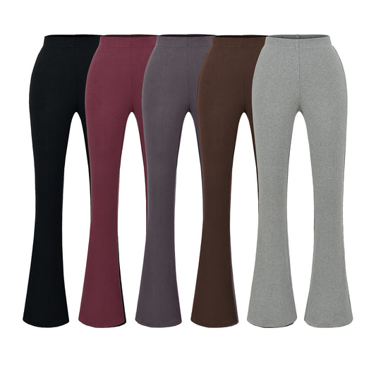 Damen elegante Flared-Hose mit hoch tailliertem Schnitt und feinem Rippdesign Stalluxe