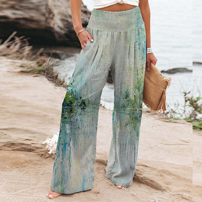 Damen Palazzo-Hose mit floralem Motiv und elastischem Bund Stalluxe