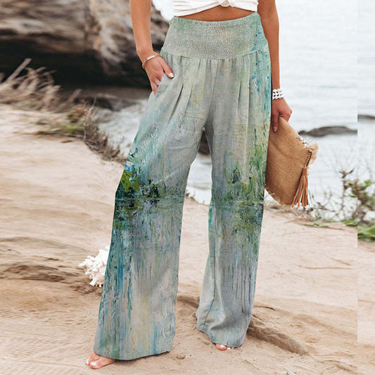 Damen Palazzo-Hose mit floralem Motiv und elastischem Bund Stalluxe