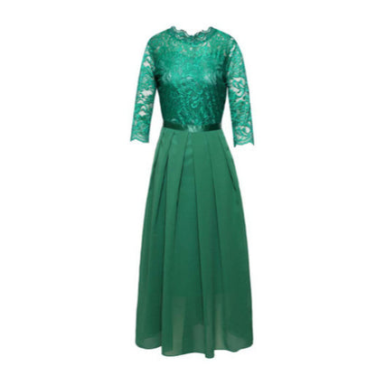 Damen elegantes Abendkleid mit Spitzenoberteil und fließendem Rock Stalluxe