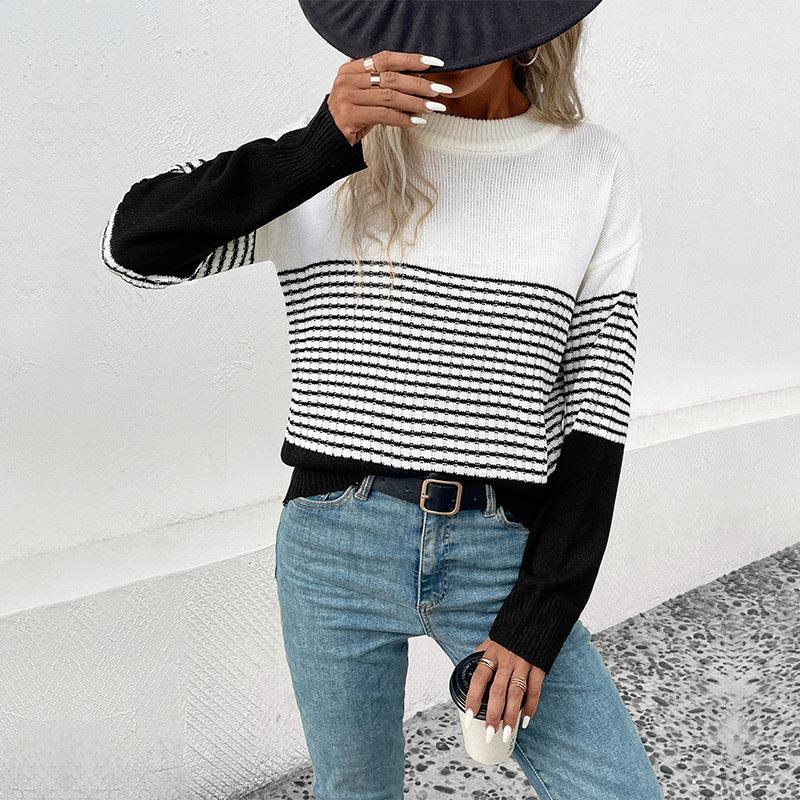 Damen Strickpullover mit modernen Blockstreifen Stalluxe