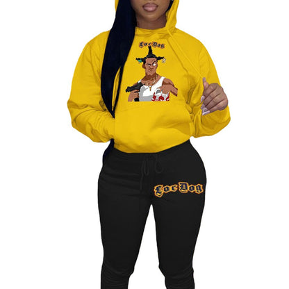 Damen Hoodie und Jogginghose Set mit auffälligem Grafikdesign Stalluxe