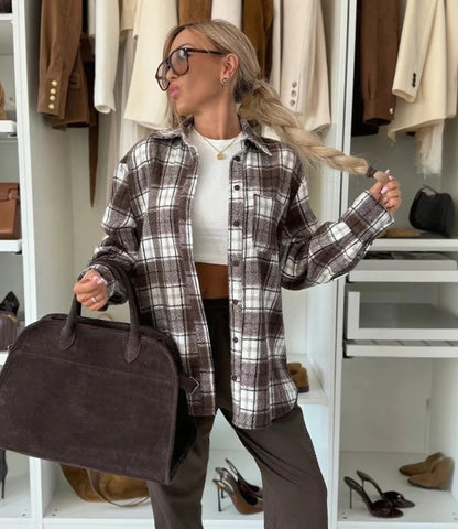 Damen Karierte Overshirt Stalluxe
