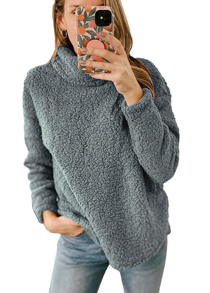 Damen Kuscheliger Sweatshirt-Pullover mit hohem Kragen und strukturiertem Fleece Stalluxe