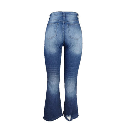 Damen Weit geschnittene Jeans mit Destroyed-Effekten Stalluxe