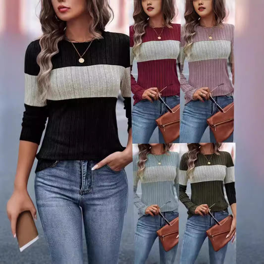 Damen Modisches Rippstrickpullover mit Streifenmuster Stalluxe