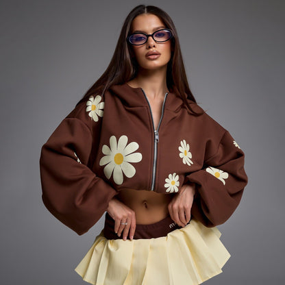 Damen Kapuzenjacke mit floralen Motiven und lässigem Schnitt Stalluxe
