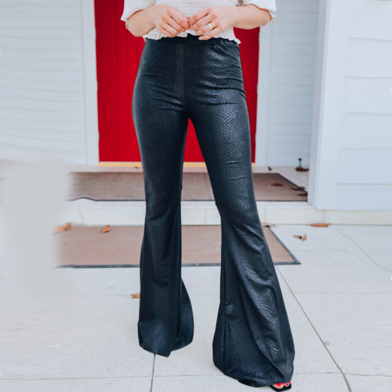 Damen Elegante Schlaghose im Schlangenleder-Look Stalluxe