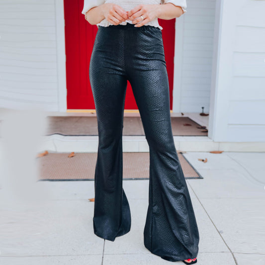 Damen Elegante Schlaghose im Schlangenleder-Look Stalluxe