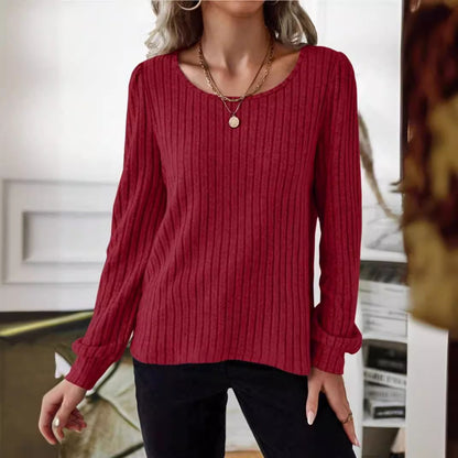 Damen Gestreifter Pullover mit Puffärmeln Stalluxe
