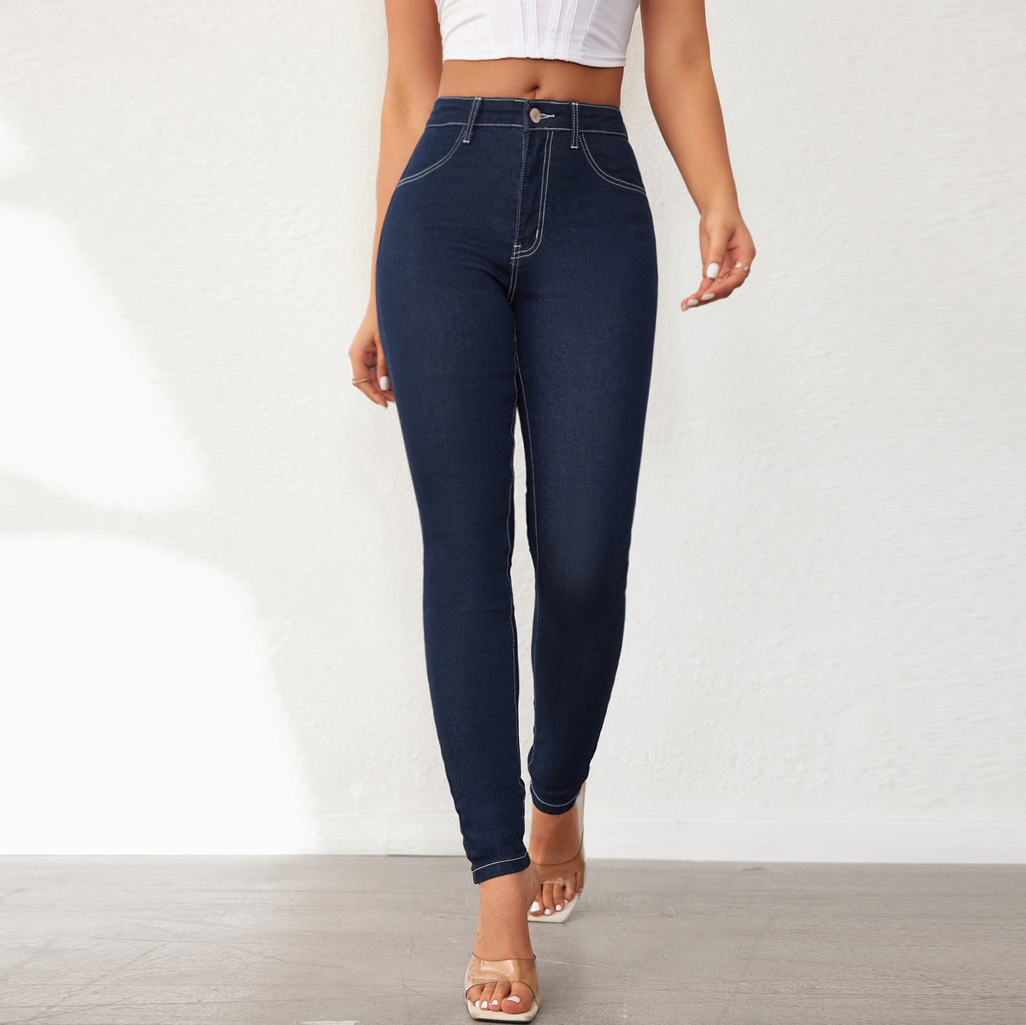 Damen Hochtaillierte Skinny Jeans mit konturierender Passform Stalluxe