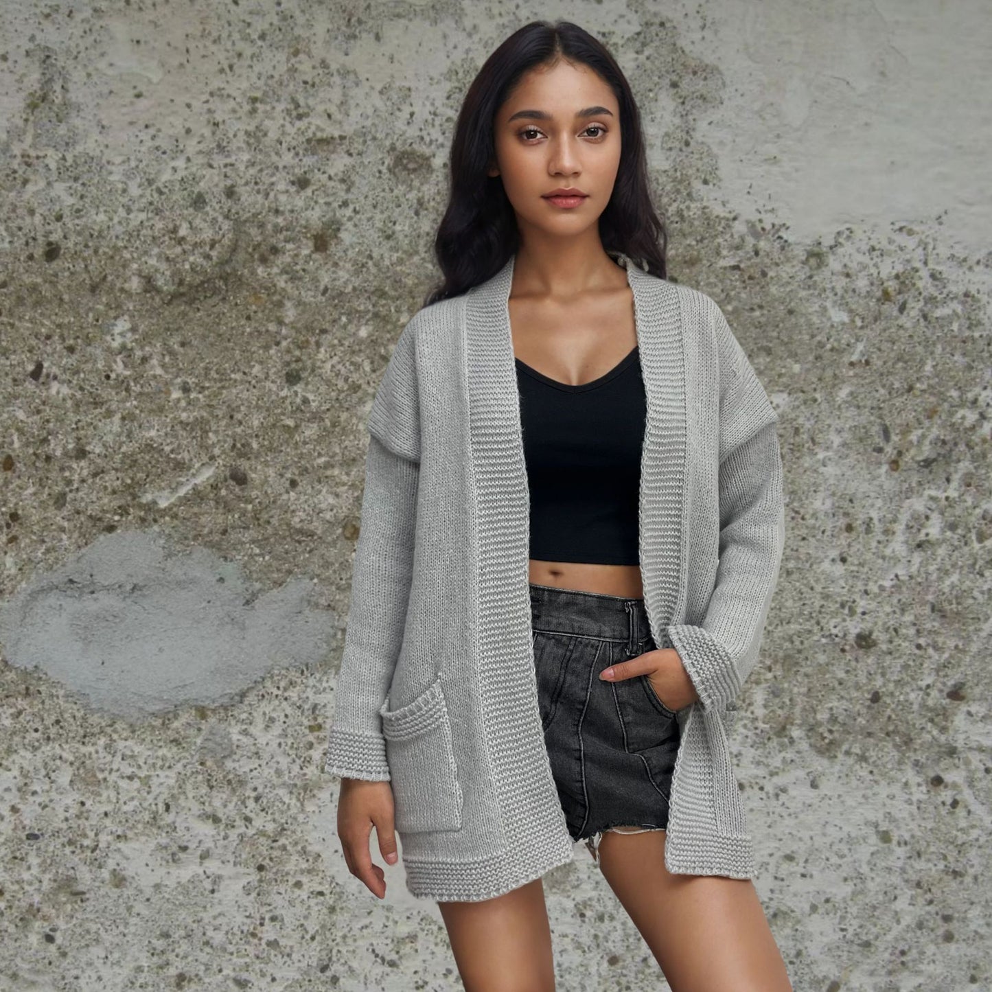 Damen strickjacke im lässigen Oversized-Stil Stalluxe Grau