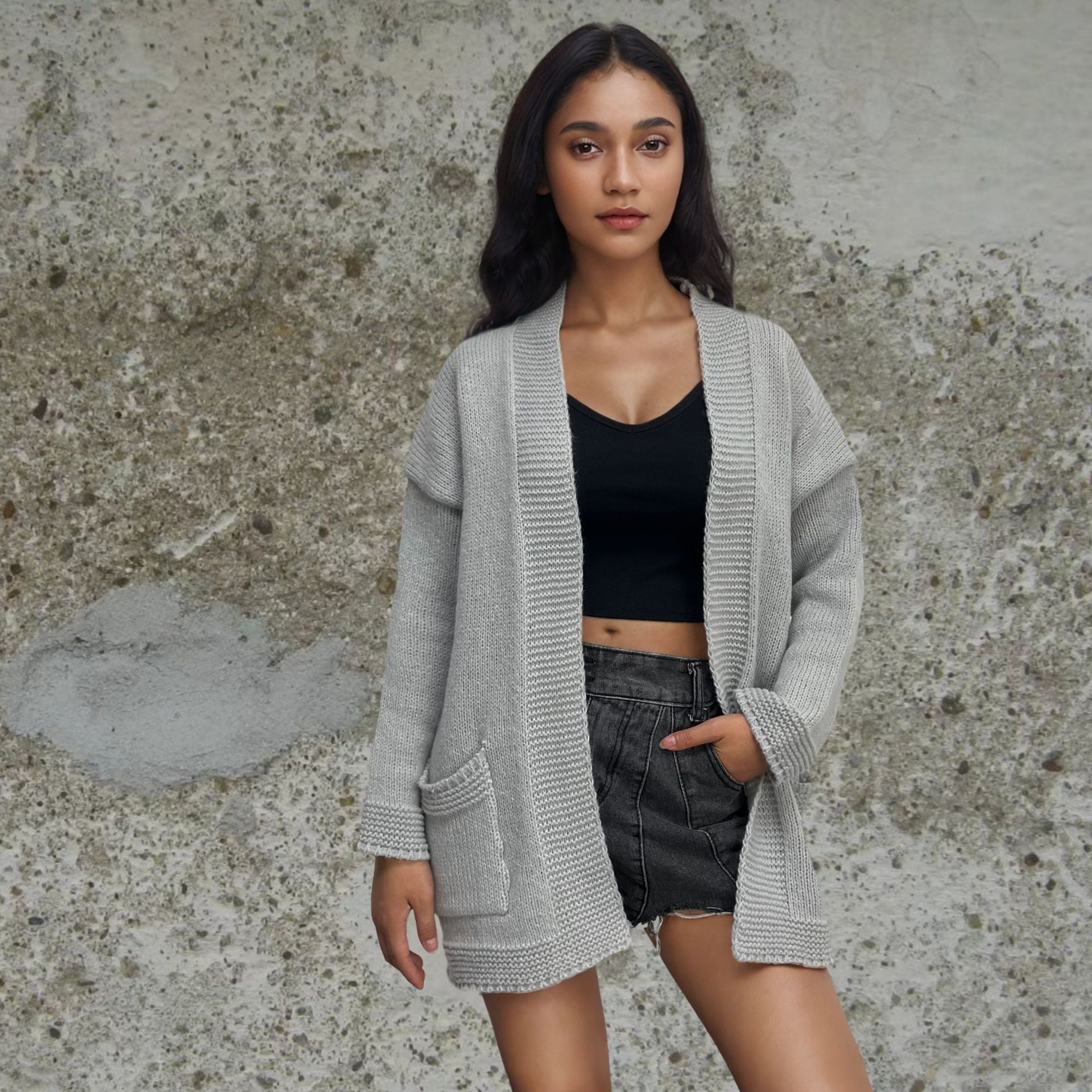 Damen strickjacke im lässigen Oversized-Stil Stalluxe Grau