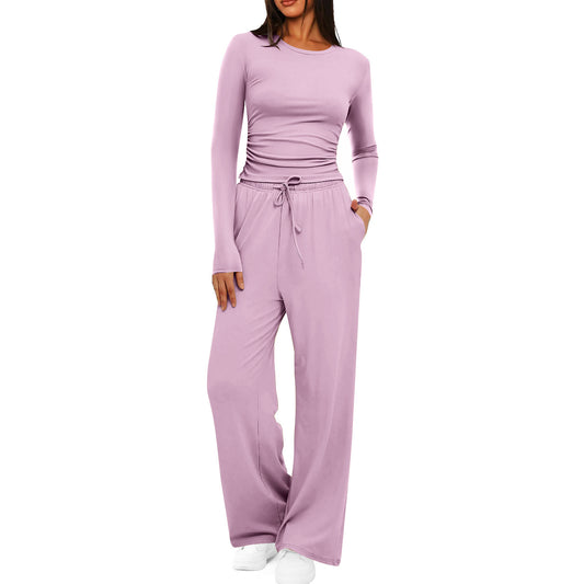 Damen bequemer Jumpsuit mit langem Arm und elastischem Bund Stalluxe