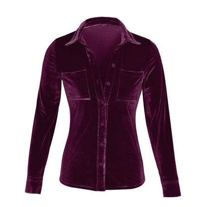 Damen Satin Bluse mit dekorativen Brusttaschen Stalluxe