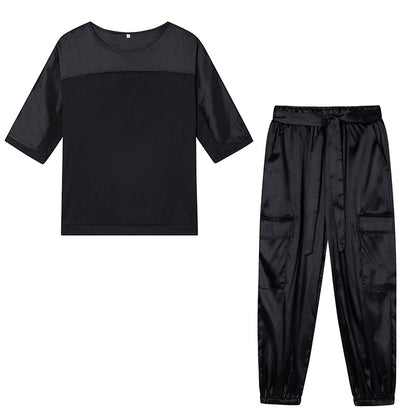Damen Satin-Sportanzug mit lässigem Schnitt und Taschen Stalluxe