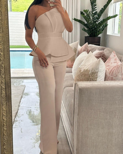 Damen Overall mit asymmetrischem Schnitt und eleganter Peplum-Details Stalluxe