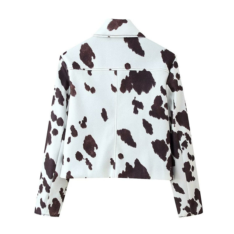 Damen Modische Kunstlederjacke im kreativen Fleckenmuster Stalluxe