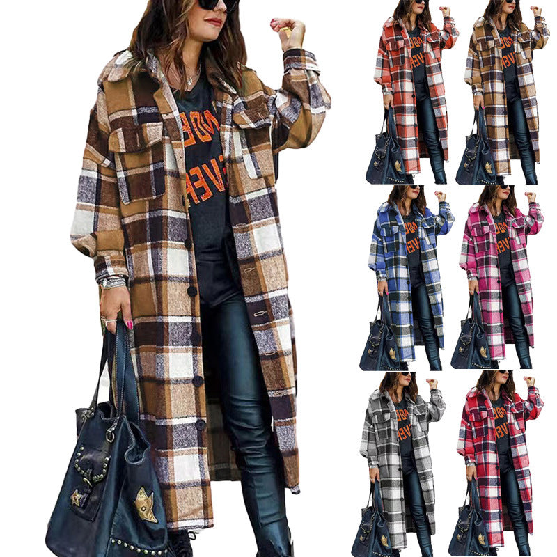 Damen Langärmlige Karobluse im Oversized-Stil Stalluxe