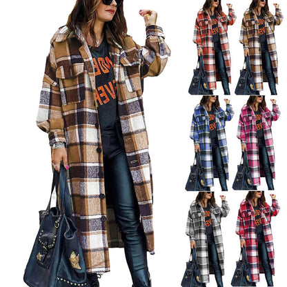 Damen Langärmlige Karobluse im Oversized-Stil Stalluxe