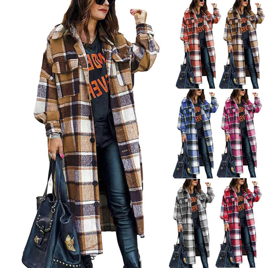 Damen Langärmlige Karobluse im Oversized-Stil Stalluxe